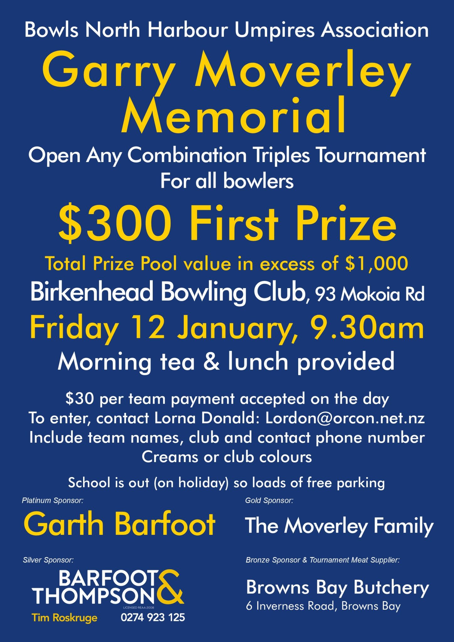 Garry Moverley Memorial Tournament 12th January entries open